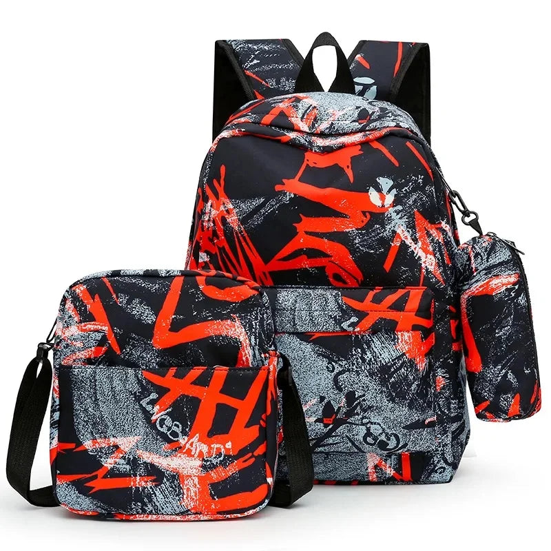 Large Capacity Waterproof Shoulder Three-Piece Set Backpack