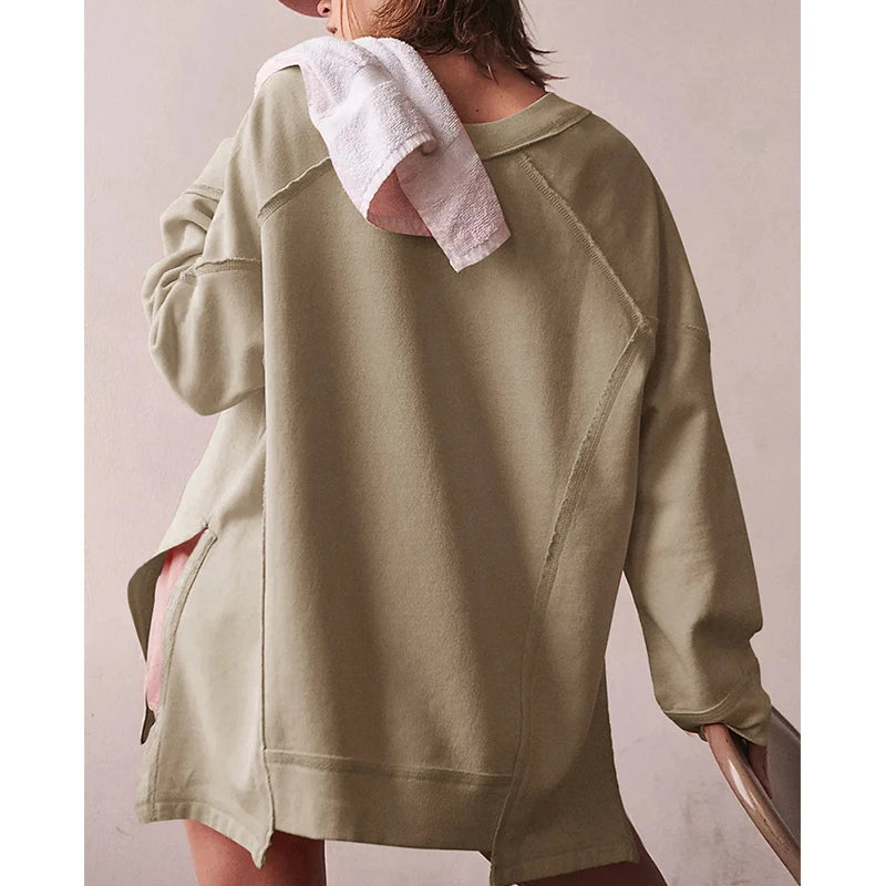 Oversized Cotton Sweatshirt — Open Side Patchwork | Craftklart