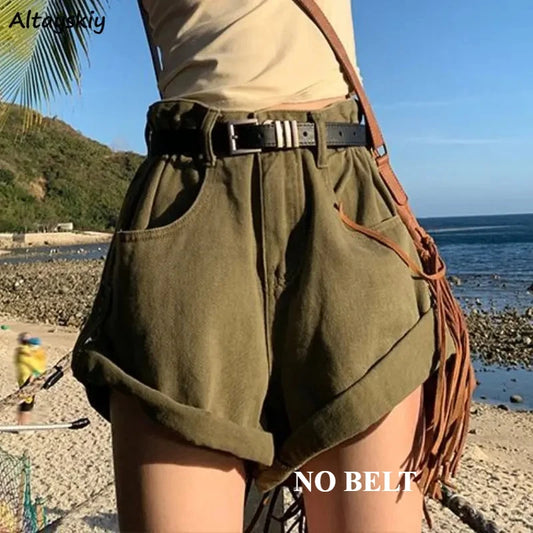 Women Wide Leg Baggy Casual Streetwear Denim Shorts