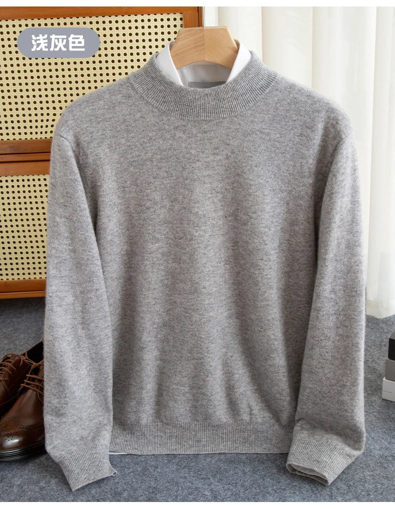 New Fashion Men's 100% Wool Pullover Half-high Collar Sweater - Craftklart.store