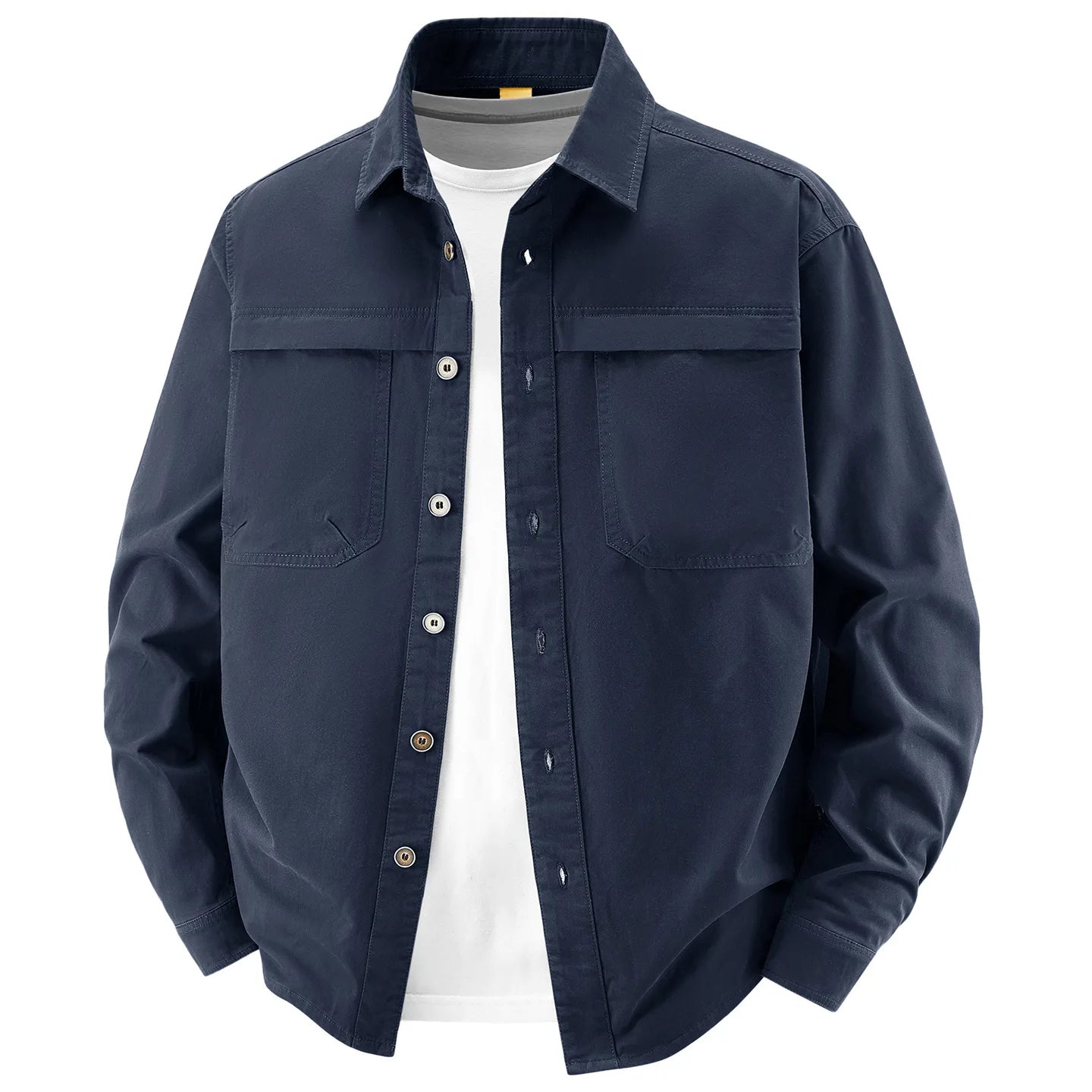 Retro Washed Cotton Long-Sleeve Shirt