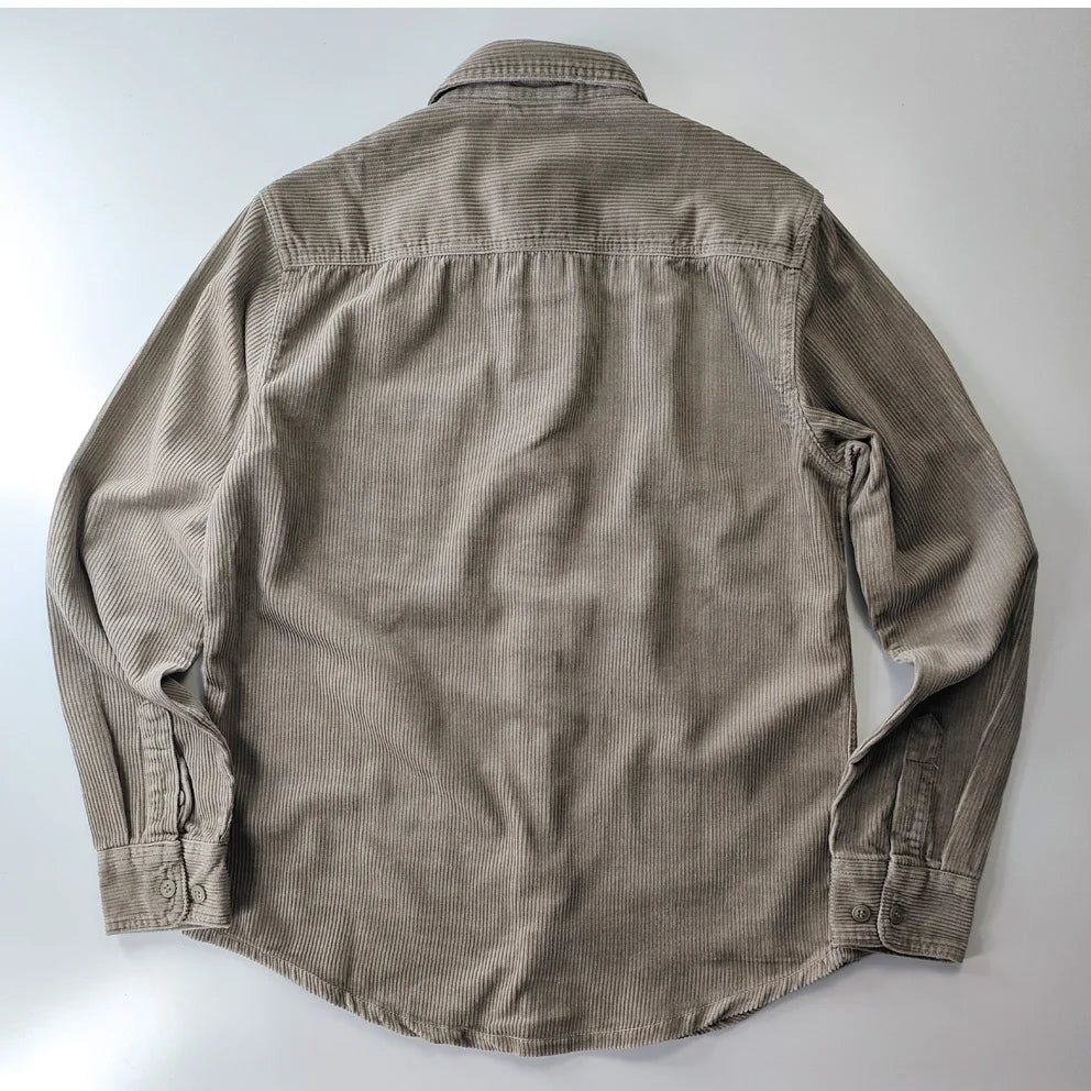 Corduroy Men's Fashion 100% Cotton Washed Single Pocket Shirt