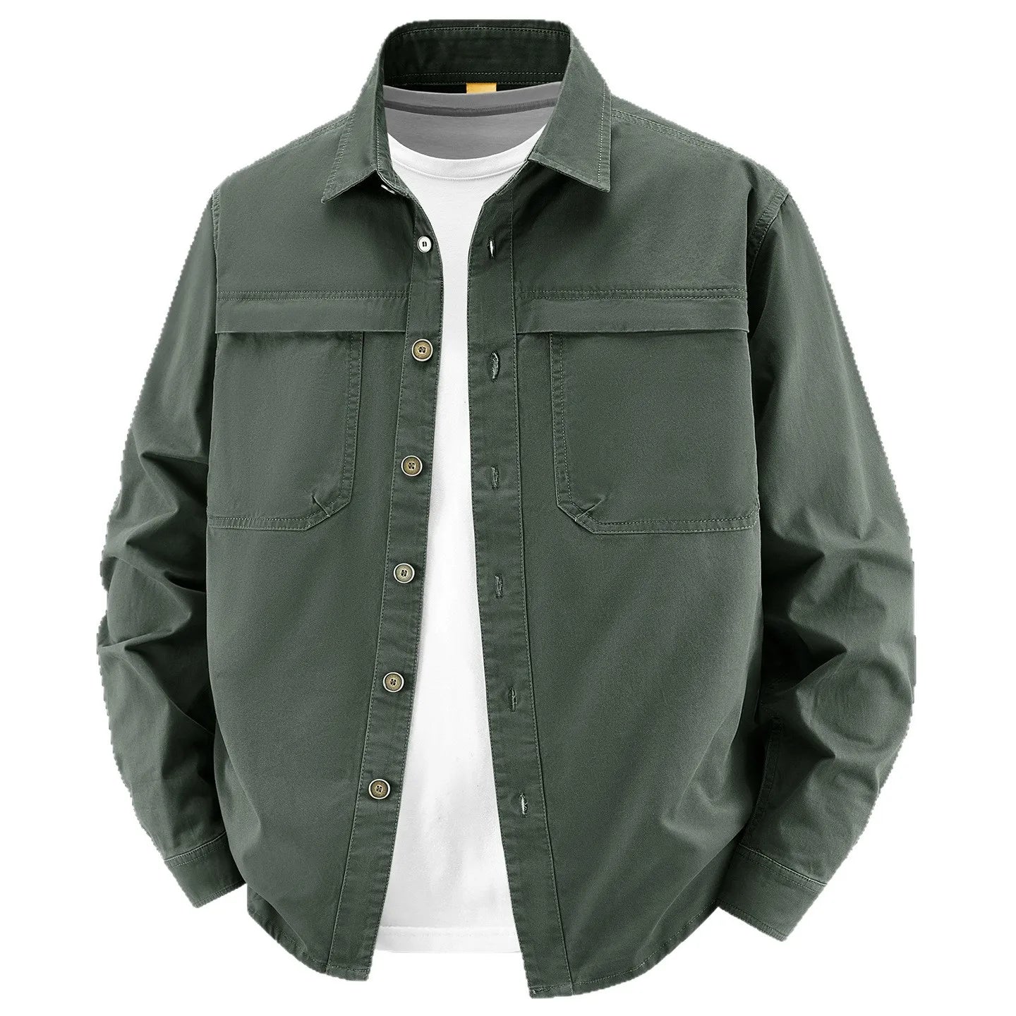 Retro Washed Cotton Long-Sleeve Shirt