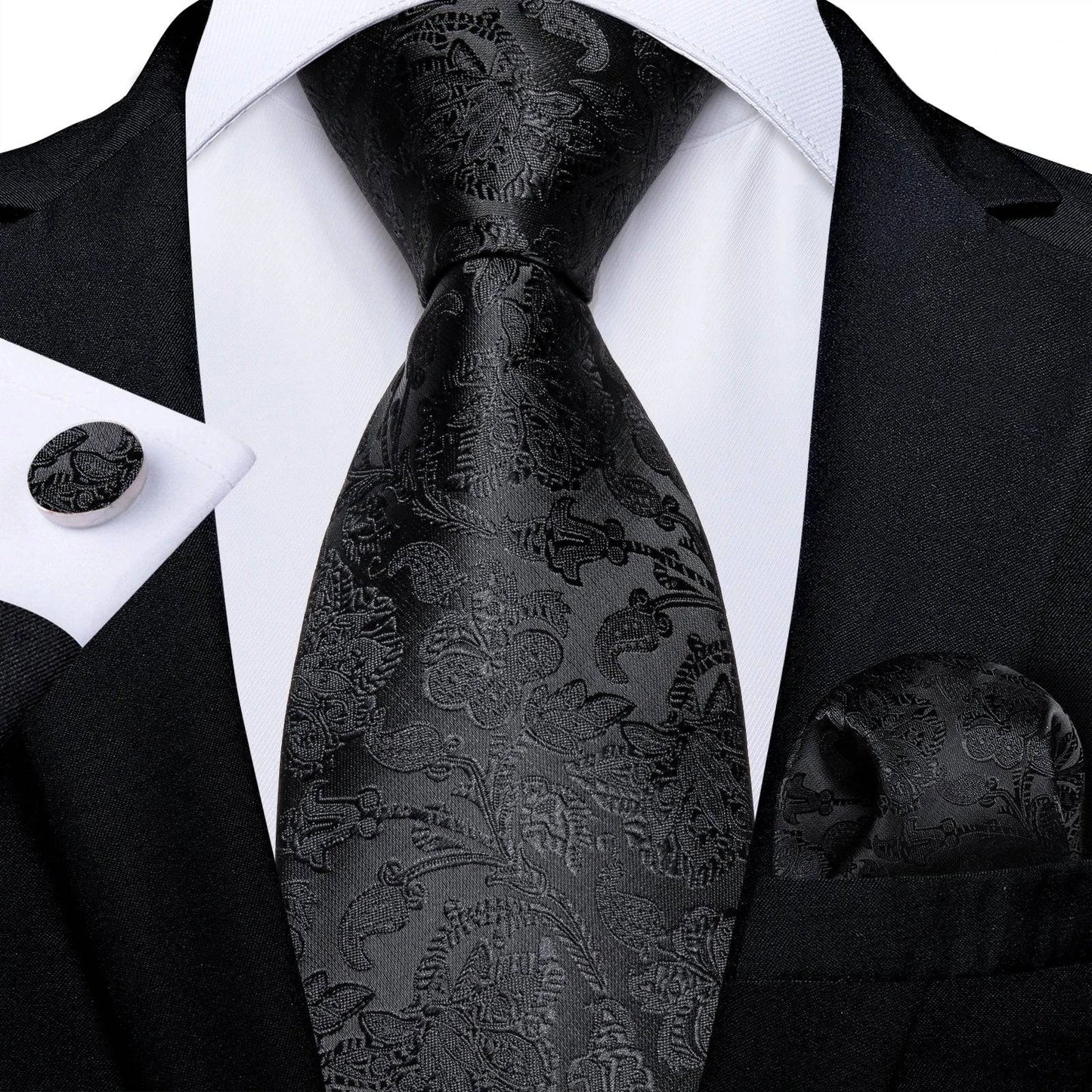 Urban Gentlemen Luxury Black Solid Paisley Tie | Minimalist Streetwear | Craftklart