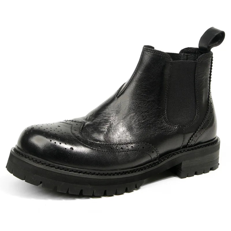 Men's Round Toe Genuine Leather Boots - Premium Boots from Craftklart.store - Just $98.98! Shop now at Craftklart.store