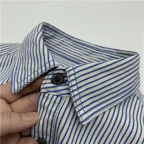 Urban Workwear Striped Men's Loose Long Sleeved Shirt