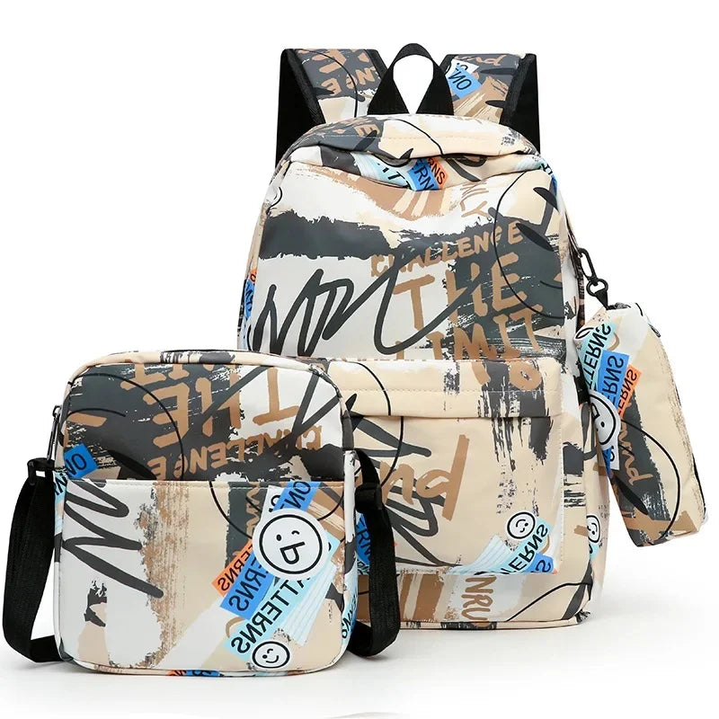 Large Capacity Waterproof Shoulder Three-Piece Set Backpack