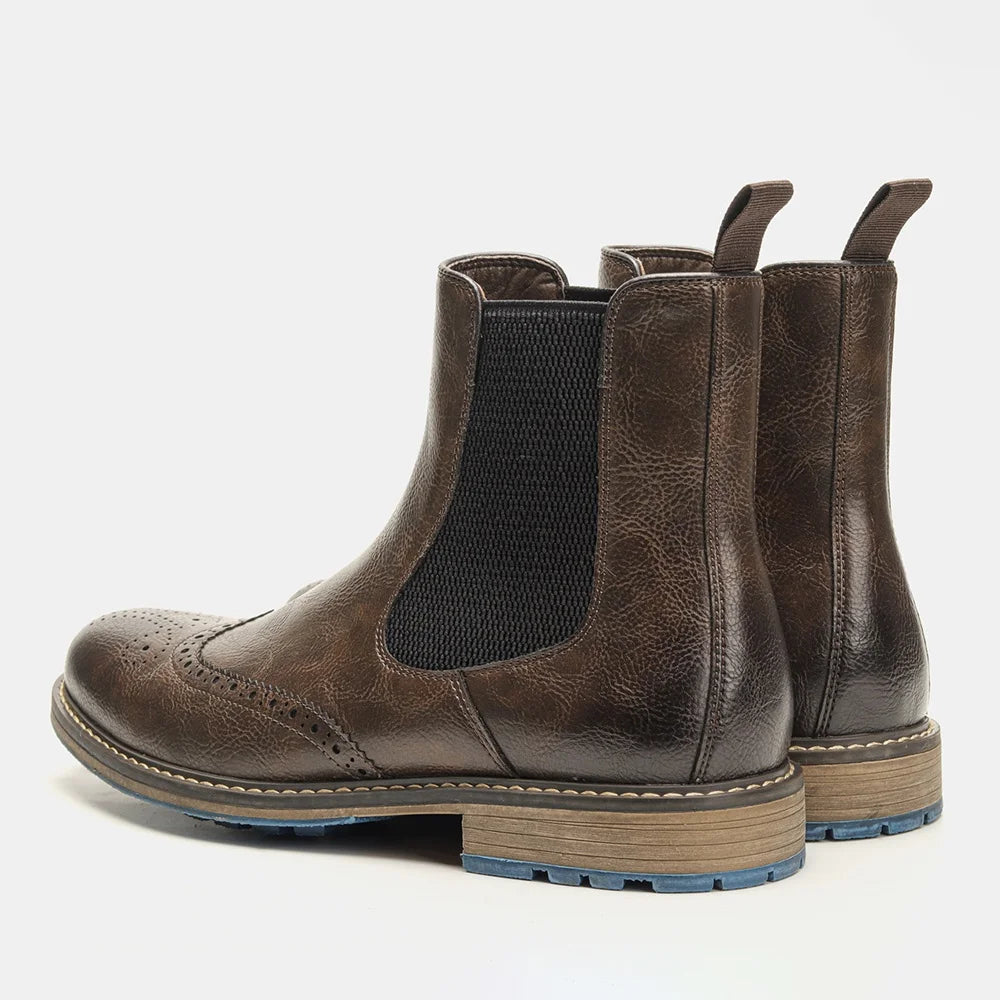 Craftklart Dropship Borough Chelsea Boots in black leather with elastic side panels and sleek design.