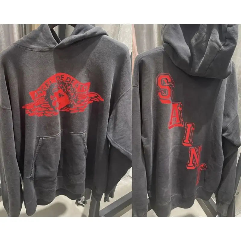 Heavyweight Cotton Black Saint Hoodies Set Hiphop Street Sheep Retro Print Letter Slogan Hoody Casual Pants Men Women Tracksuit