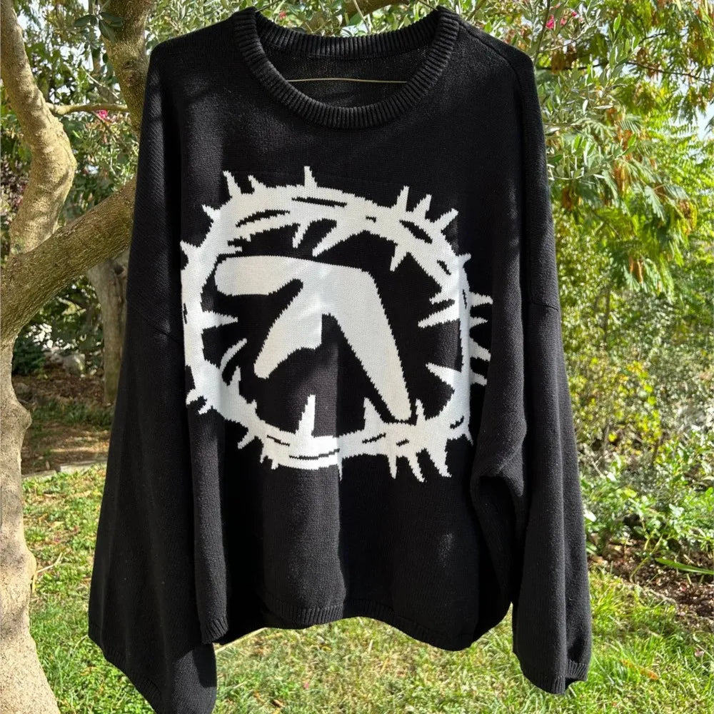 Aphex Twin Knit Y2k Autumn/Winter Streetwear Pullover