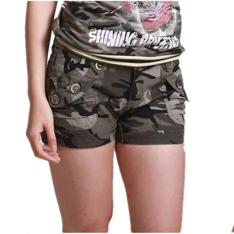 Women's Summer Camouflage Shorts Casual Military Zipper Pocket Pantaloon Ladies Plus Size 4XL Cotton Slim Fit y2k Mini Shorts - Premium Cargo Shorts from Craftklart Dropship - Just $23.85! Shop now at Craftklart.store