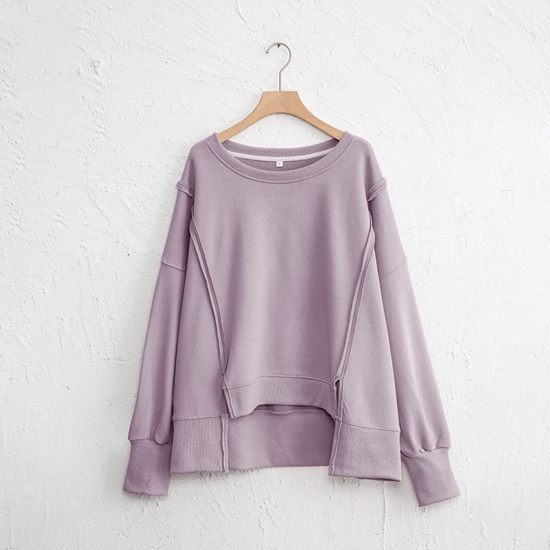 Oversized Cotton Sweatshirt — Open Side Patchwork | Craftklart