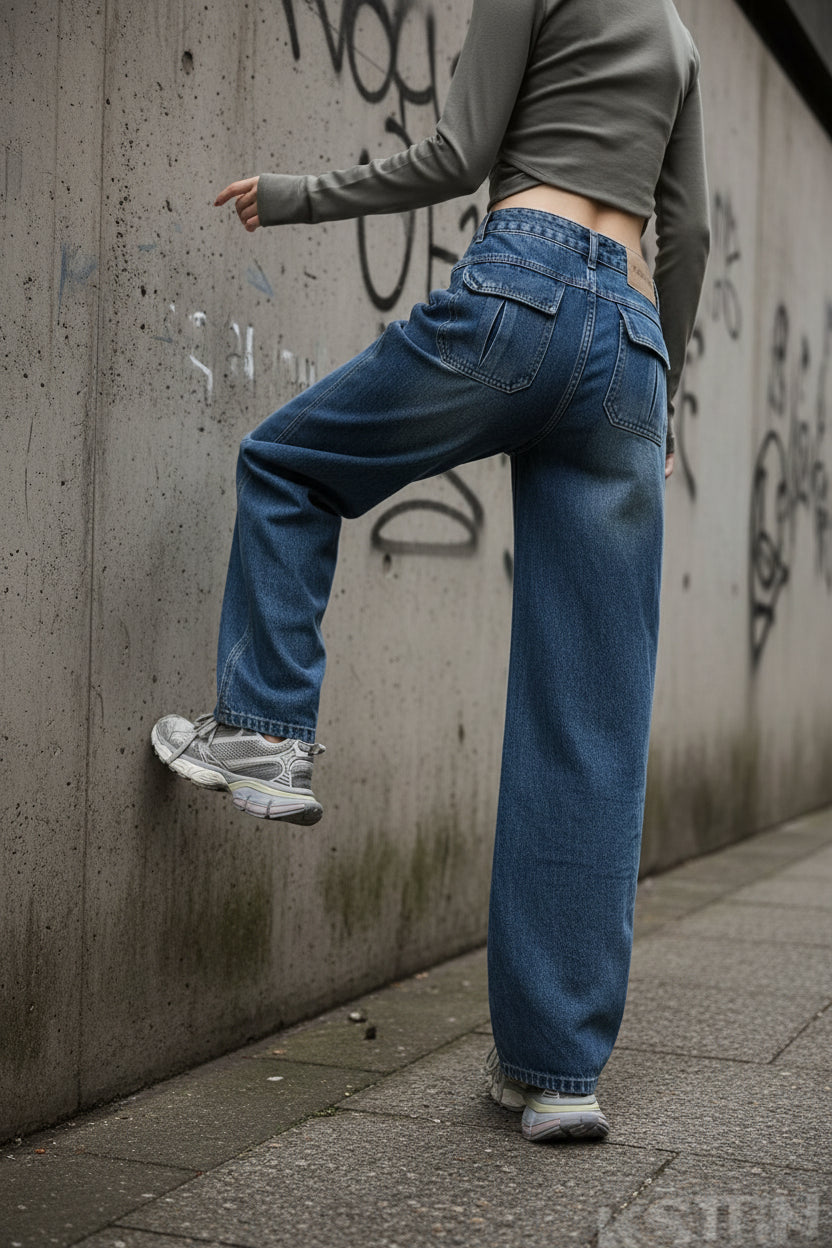 High-Waist Wide Leg Denim Jeans