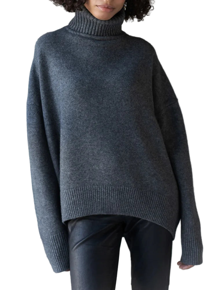 Women's Thick Sweaters Oversize Turtleneck Women Winter Warm White Pullovers Knitted High Neck Oversized Sweater For Women Tops - Craftklart.store