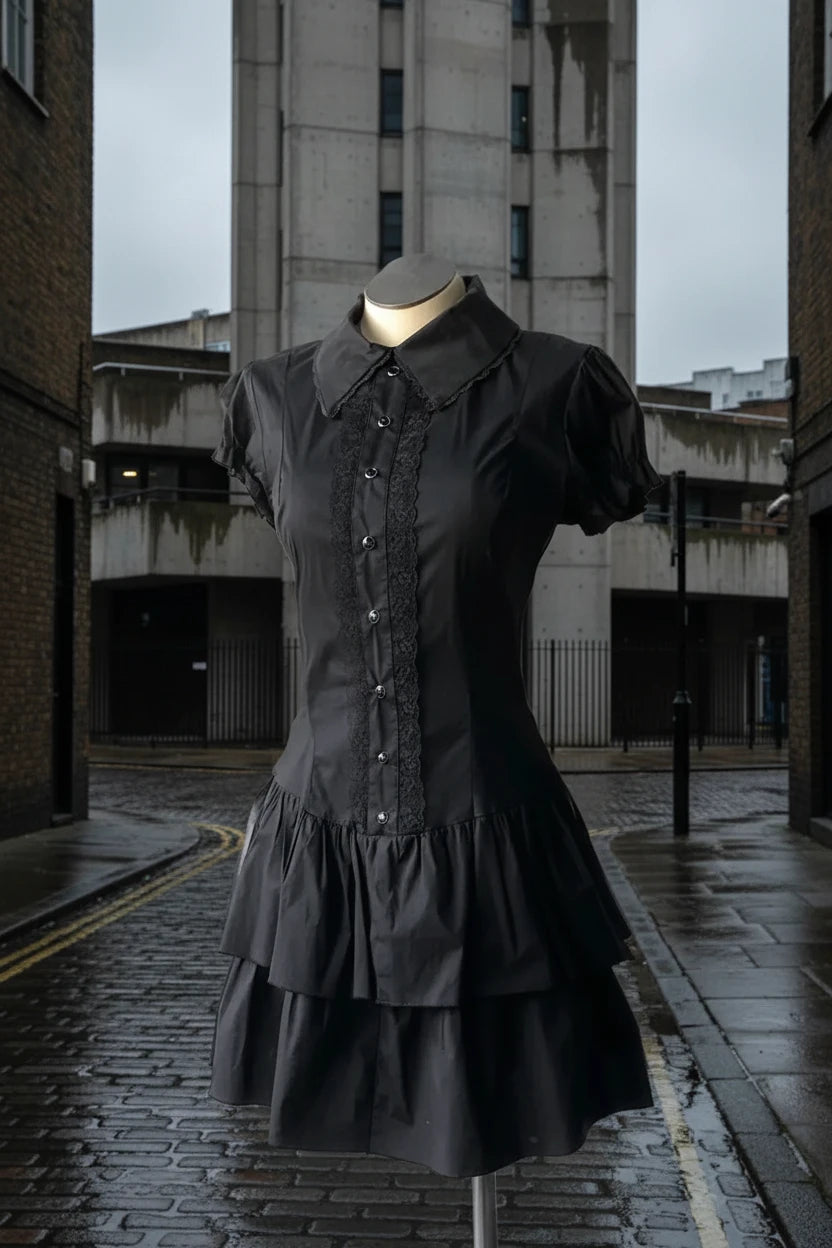 Black patchwork mini dress from Urban Fashion & Streetwear by Craftklart, featuring a stylish, fitted design with patchwork details.