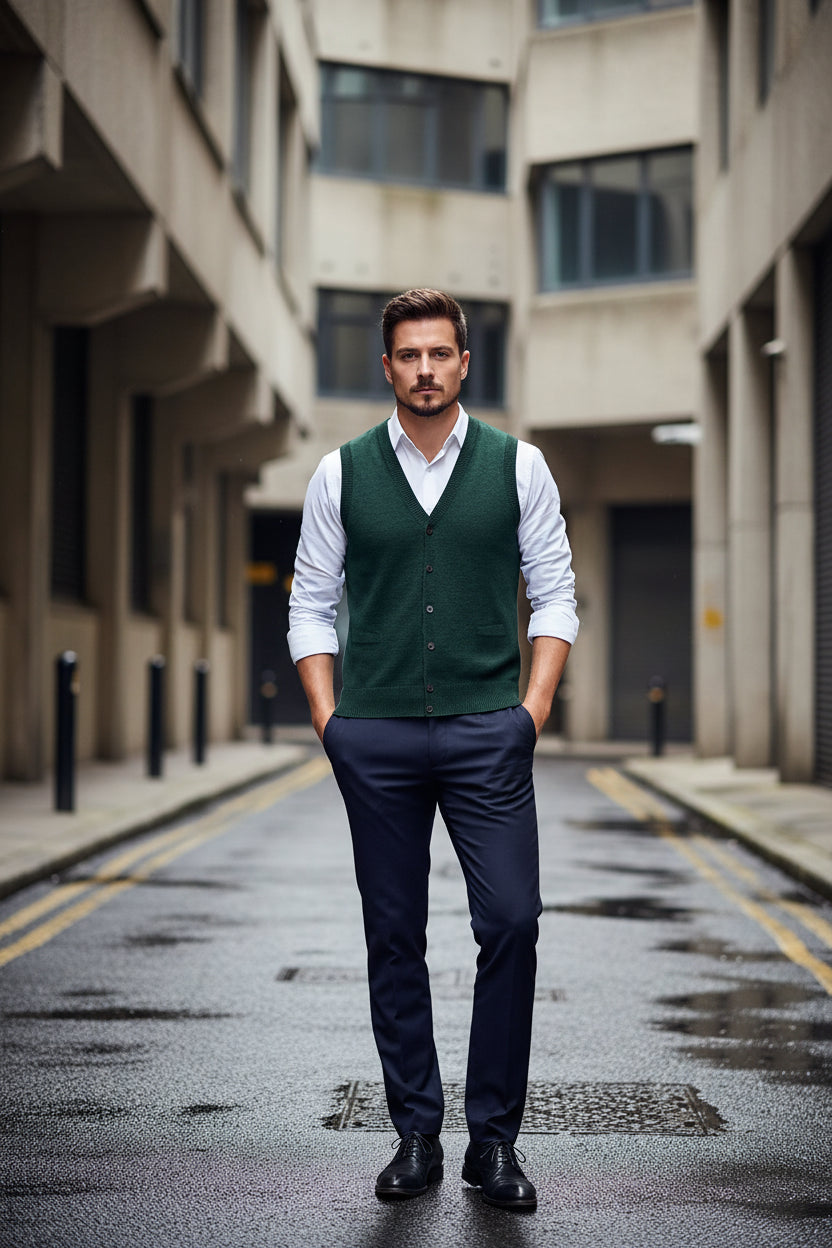 Men's Knit Sweater Vest — V-Neck Sleeveless Pullover