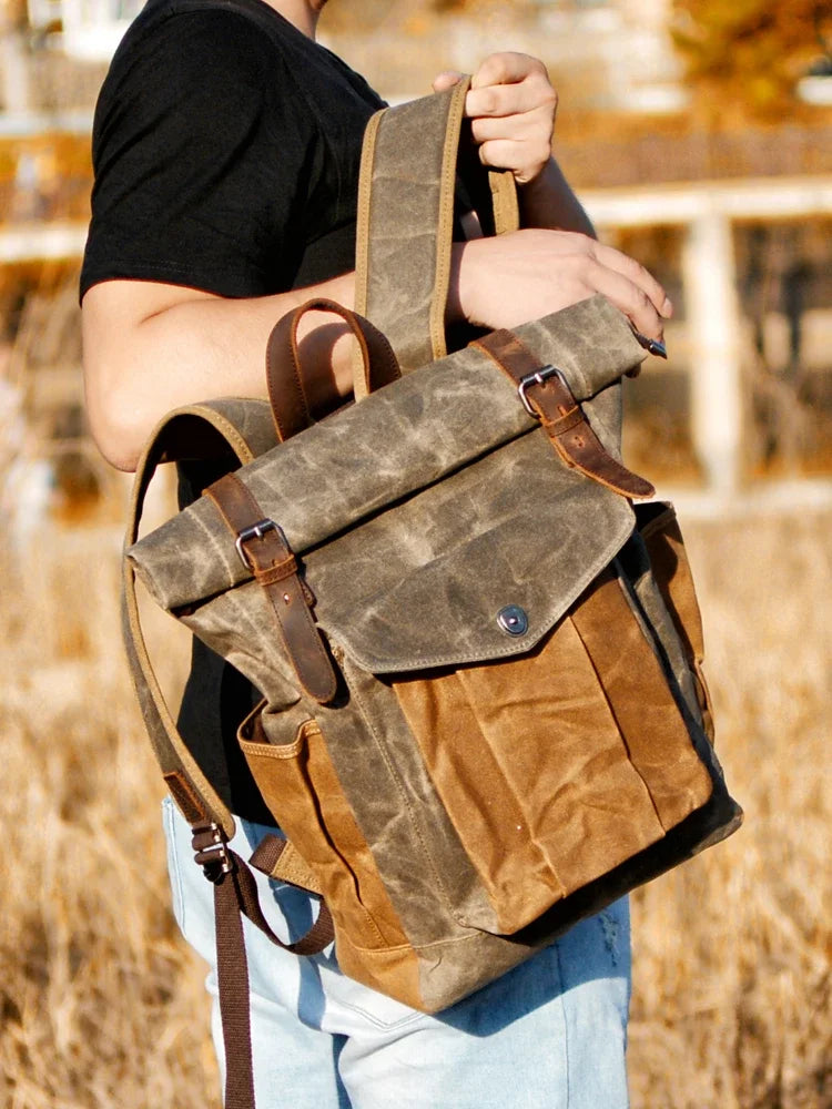Canvas Oil Wax Backpacks for Men - Premium Backpack from Craftklart.store - Just $36.41! Shop now at Craftklart.store