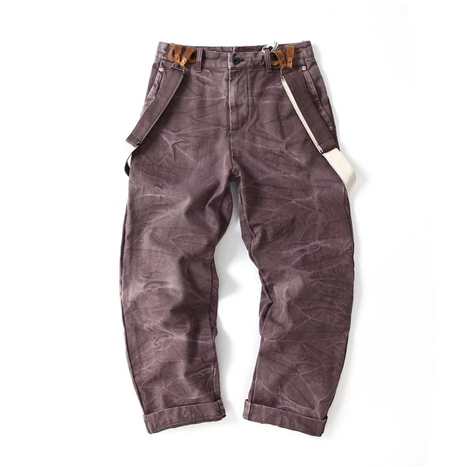 Urban Men Washed  Cotton Overalls Work Pants