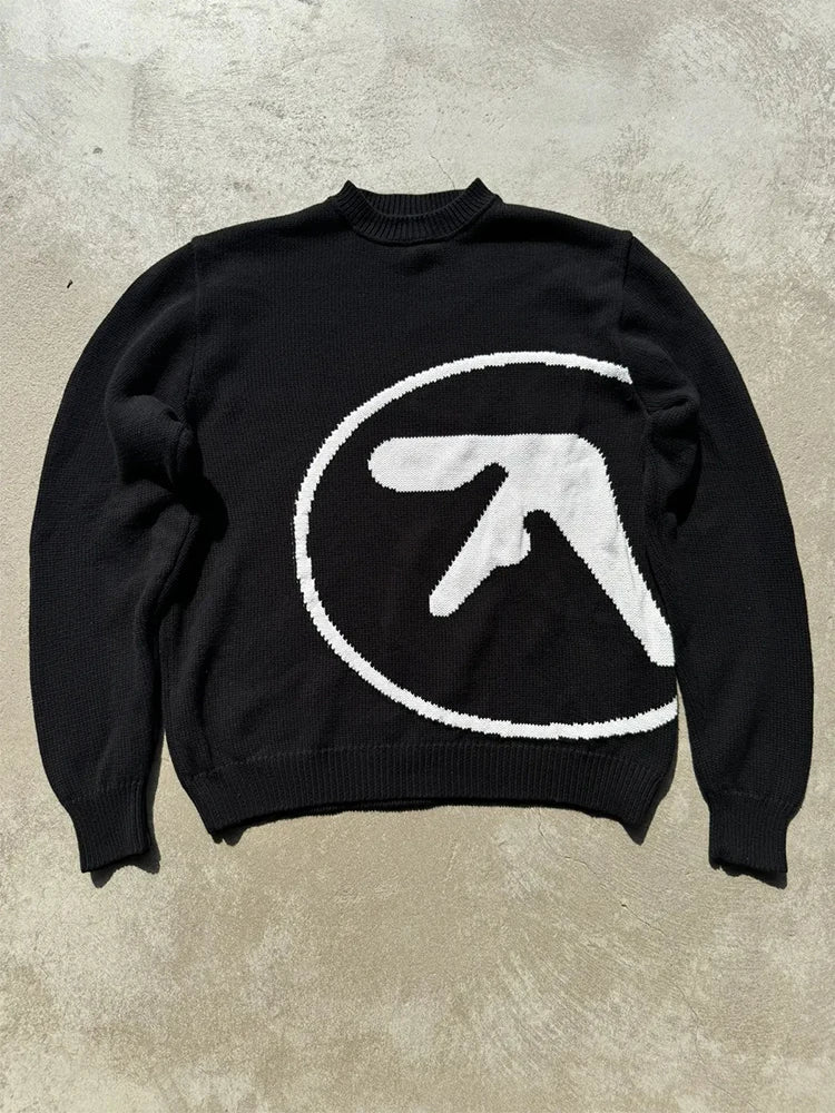 Men's Sweater Aphex Twin Knit Winter Oversized Long Sleeve Tops