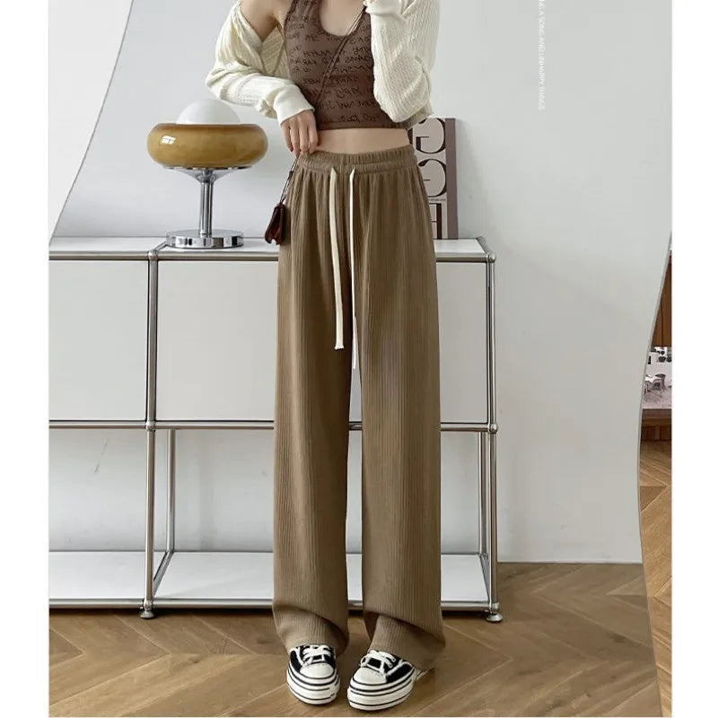 Korean Matching Urban Girl Plaid Shirt+Sling+Sport Pants Set