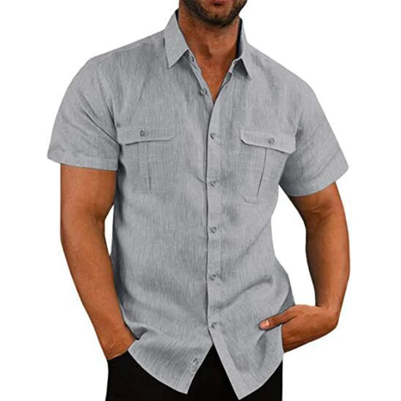 Men's  New Cotton Linen Short-Sleeved Shirts - Premium Shirt from Craftklart Dropship - Just $11.13! Shop now at Craftklart.store