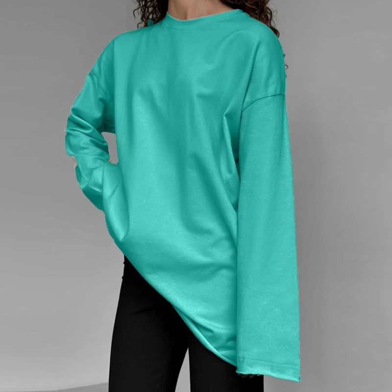 Women Round Neck oose  Long Sleeve Cotton T-Shirts - Premium Longsleeve Top from Craftklart Dropship - Just $18.28! Shop now at Craftklart.store