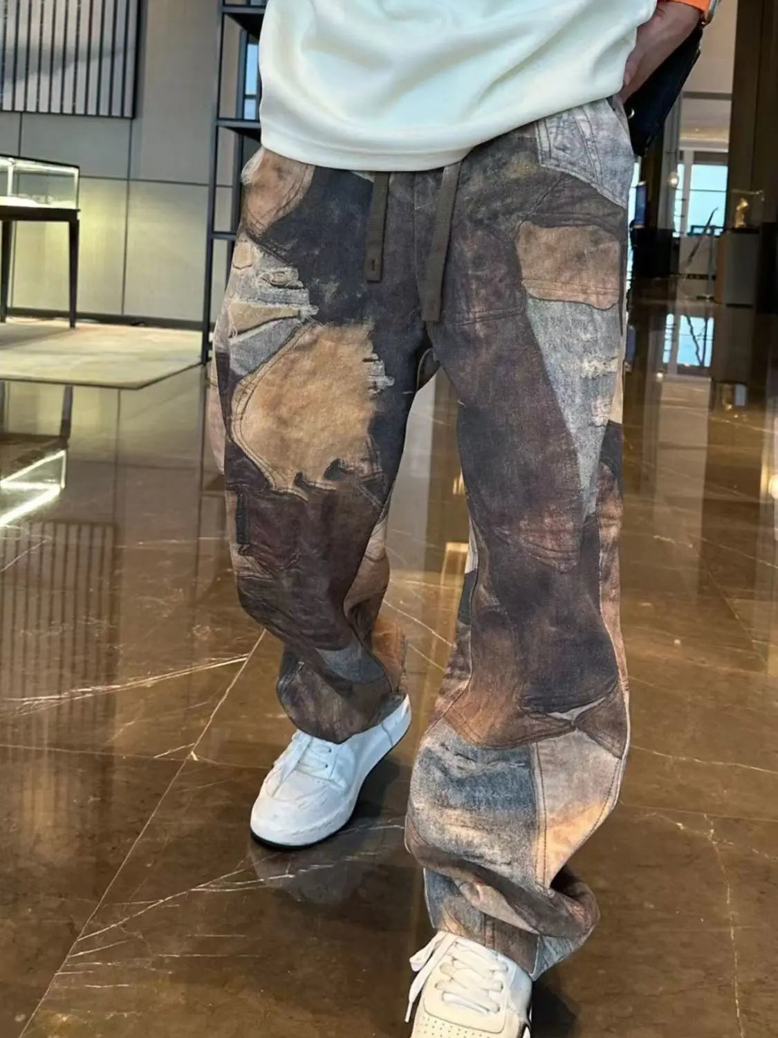 2025 New Retro Color Block Oversize Niche Old Loose Tapered Casual Pants - Craftklart.store