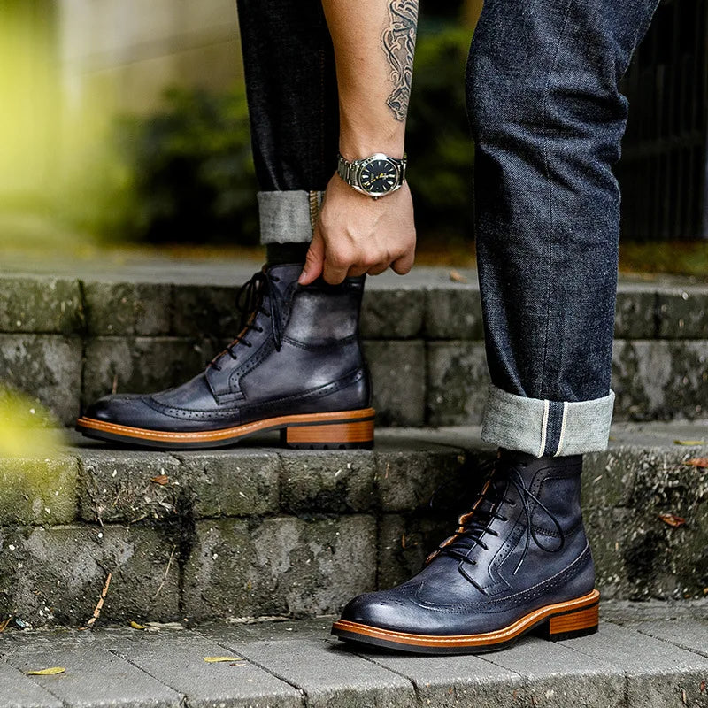 Handmade Leather Lace-up Men's Urban  Boots