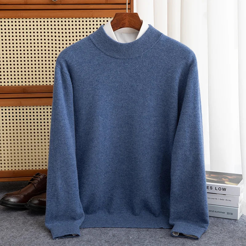 New Fashion Men's 100% Wool Pullover Half-high Collar Sweater - Craftklart.store