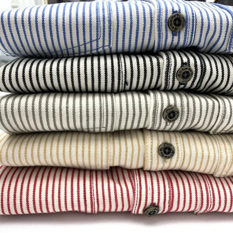 Urban Workwear Striped Men's Loose Long Sleeved Shirt