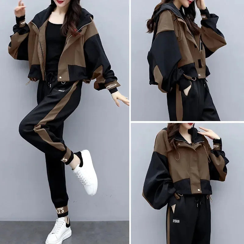 Women's Tracksuit Korean Zipper Jacket Two Piece Suit 2024 - Premium Set from Craftklart Dropship - Just $10.21! Shop now at Craftklart.store