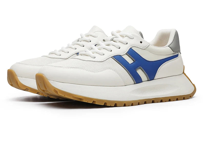 Men's Urban Styled Real Leather Light Laces Up Breathable Sneakers