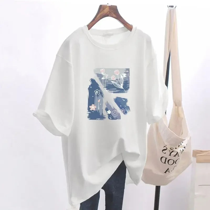 Women's Summer New Cotton Casual Loose T-Shirt - Premium T-shirt from Craftklart Dropship - Just $12.04! Shop now at Craftklart.store