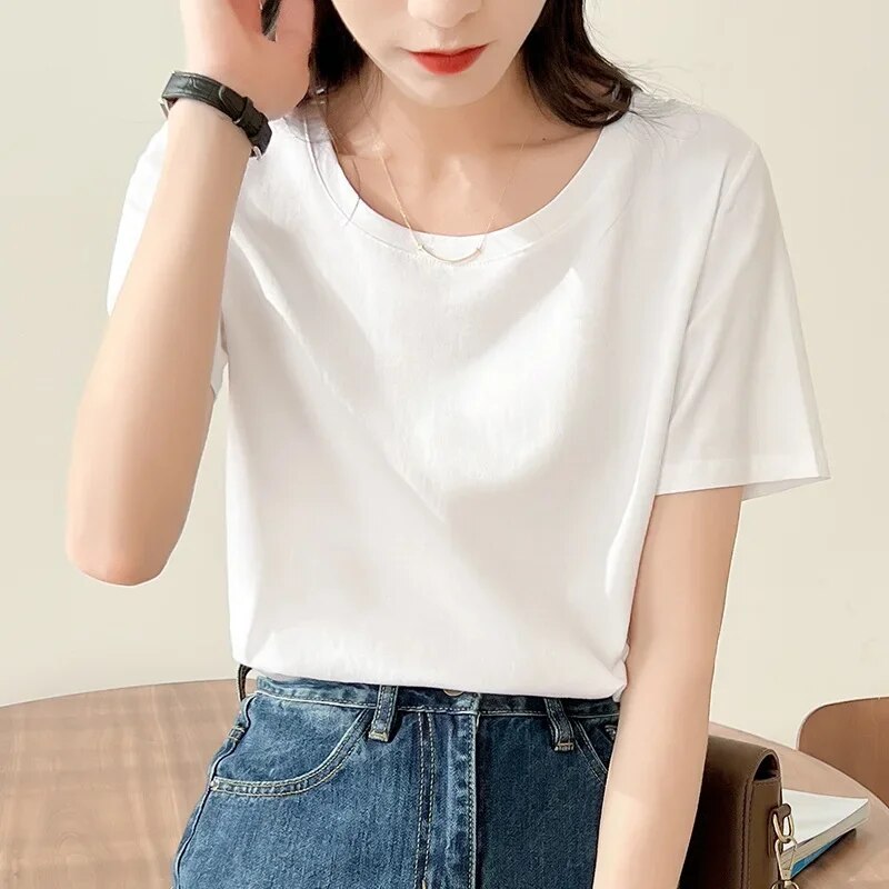 Women's 2024 Summer Cotton Loose T-shirt - Premium T-shirt from Craftklart Dropship - Just $8.90! Shop now at Craftklart.store