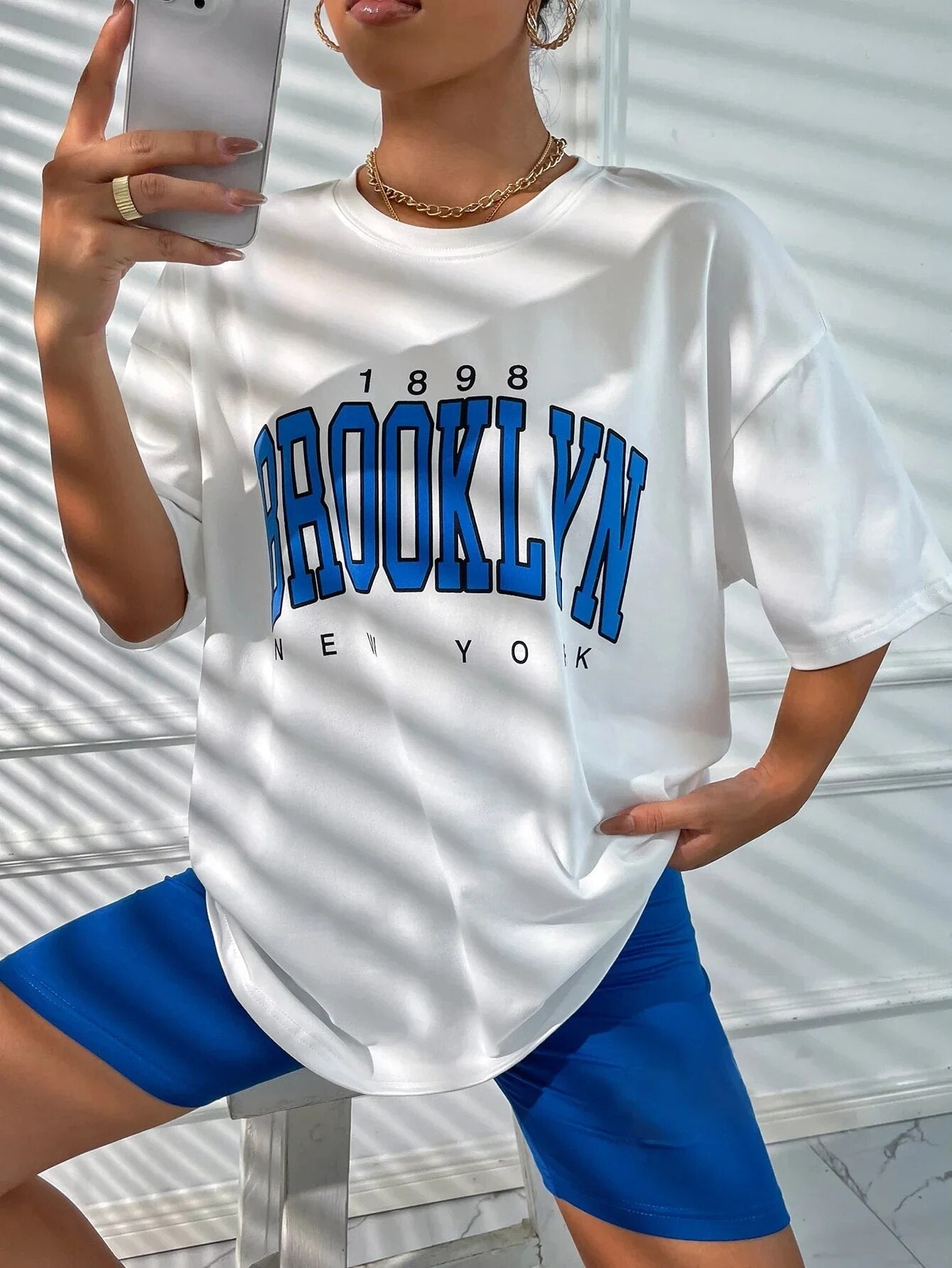 Women 1898 Brooklyn York Letter Print T Shirt - Premium T-shirt from Craftklart Dropship - Just $8.98! Shop now at Craftklart.store