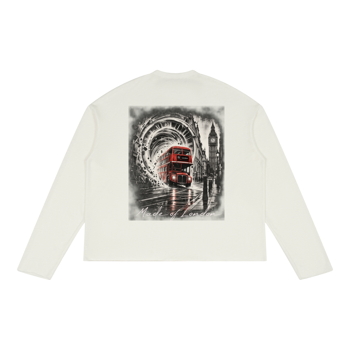 Unisex raw edge long sleeve T-shirt by ODMPOD, showcasing a casual sweater with exposed seams and relaxed fit.