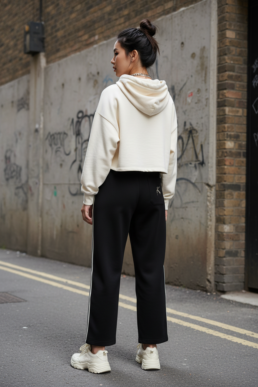 Side-Stripe Straight-Leg Pants