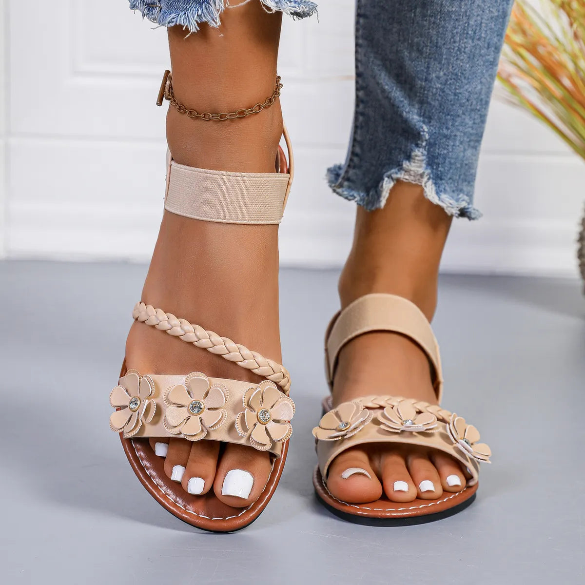 Summer Elegance Women's  Open Toe Flats Sandals - Premium Sandles from Trendsi - Just $19.37! Shop now at Craftklart.store