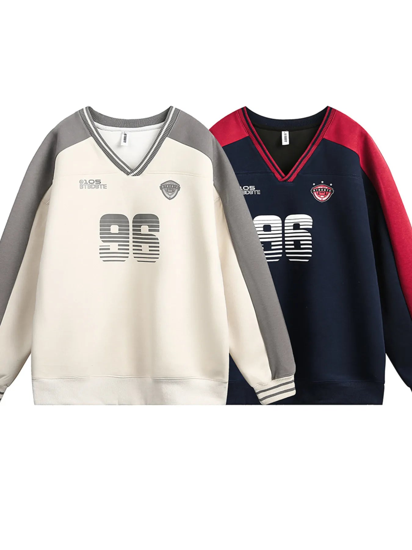 Men's Vintage 96 V-Neck Long Sleeve Sweatshirt - Premium Sweater from Trendsi - Just $75.11! Shop now at Craftklart.store