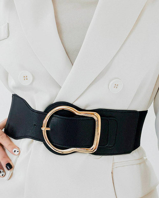 Zinc alloy and PU leather belt with trendy buckle, stylish accessory from Trendsi, showcased on a neutral background.