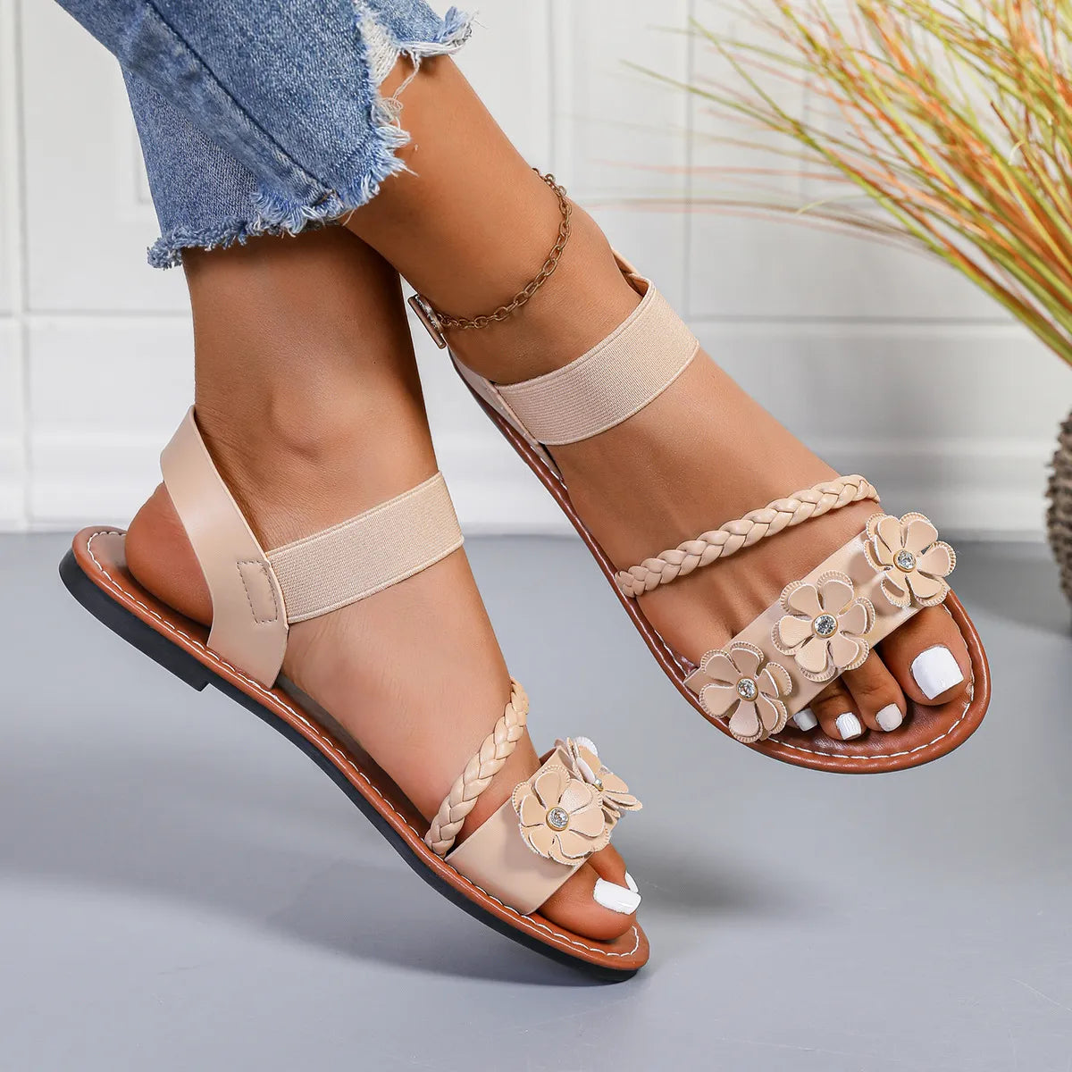 Summer Elegance Women's  Open Toe Flats Sandals - Premium Sandles from Trendsi - Just $19.37! Shop now at Craftklart.store