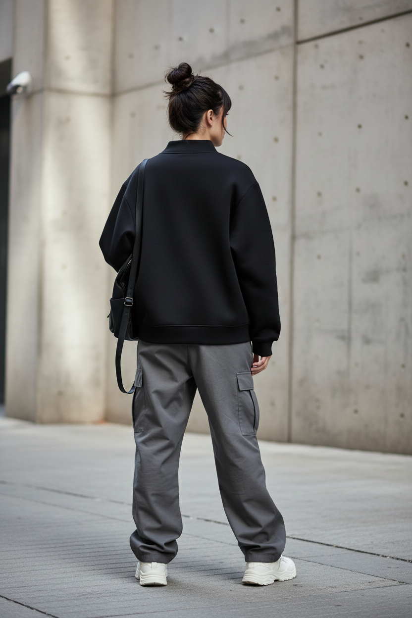 Oversized Mock-Neck Crop Sweatshirt