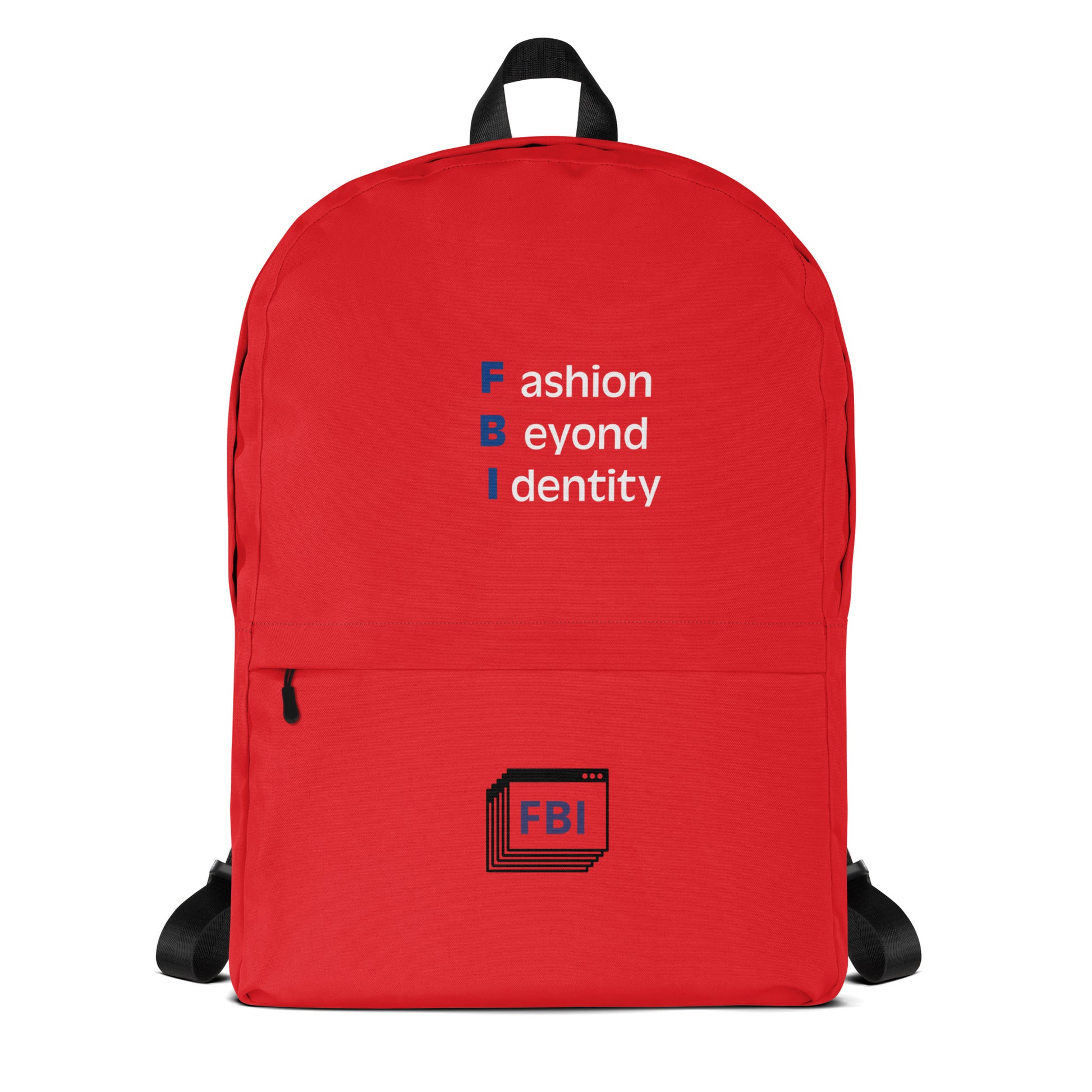 White Craftklart Fashion Beyond Identity Urban backpack with all-over print, water-resistant design, fits 15-inch laptops.