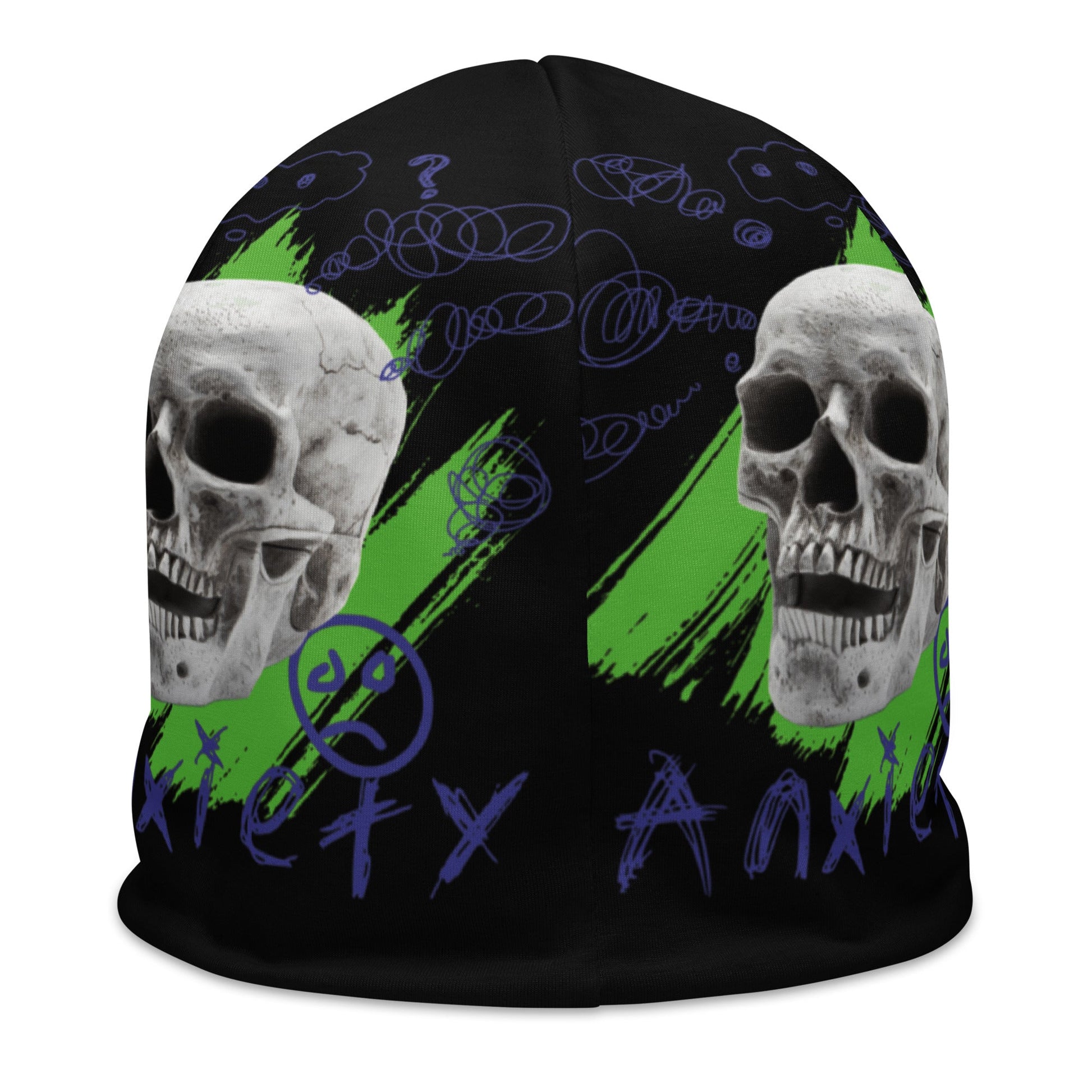 Craftklart Anxiety Print All-Over Print Beanie (Black) - Premium Hats from Craftklart.store - Just $18.50! Shop now at Craftklart.store