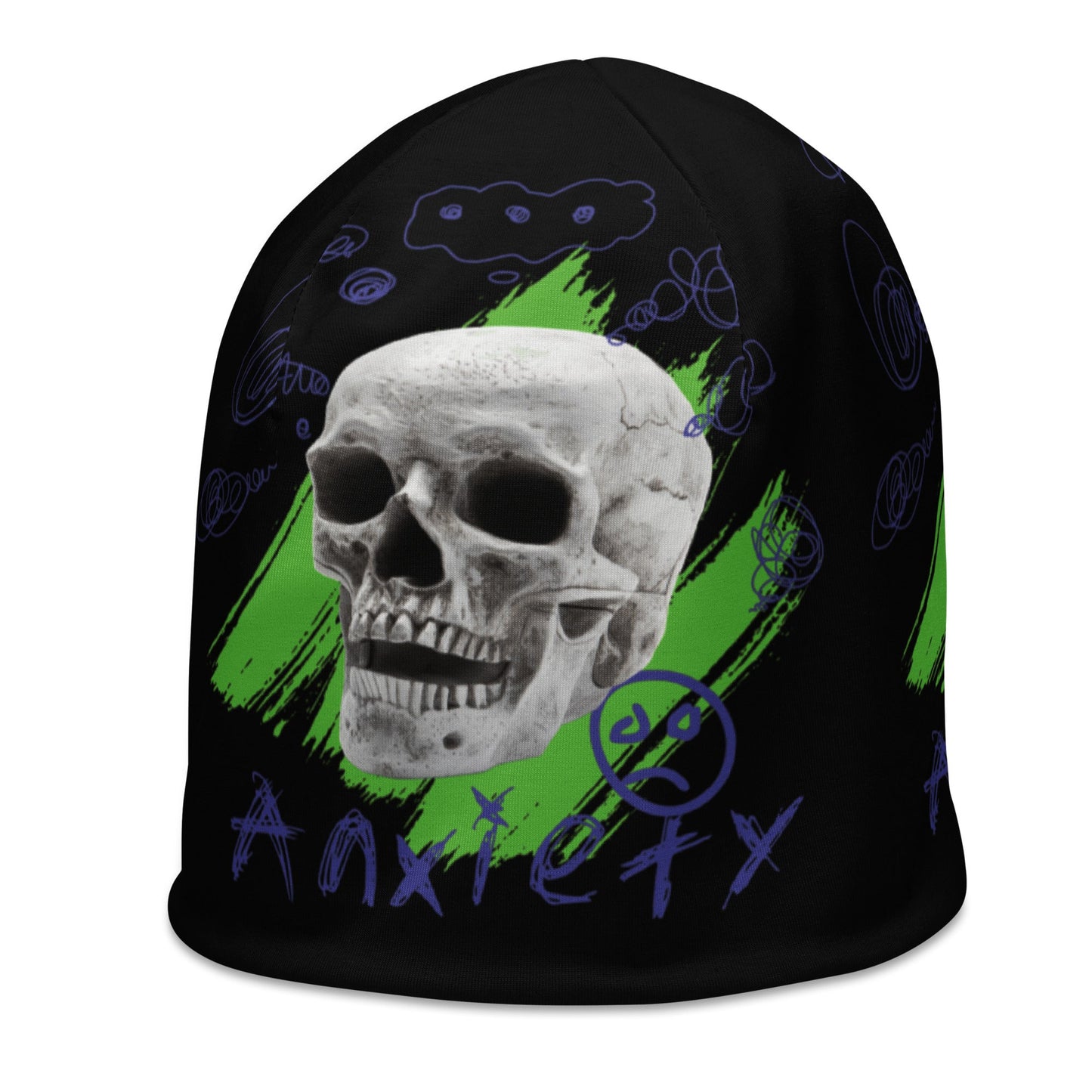 Craftklart Anxiety Print All-Over Print Beanie (Black) - Premium Hats from Craftklart.store - Just $18.50! Shop now at Craftklart.store