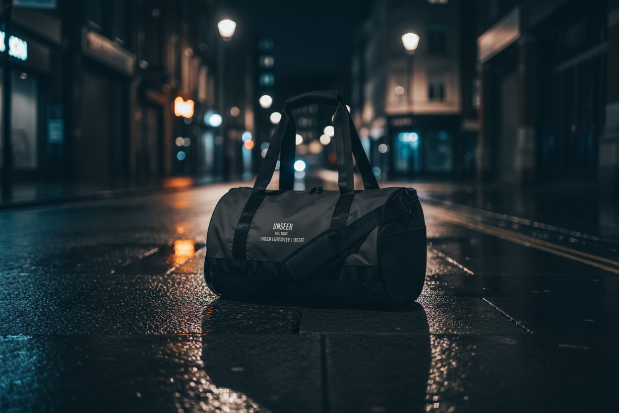 Craftklart Gym Holdhall bag with all-over print, white color, showing the right front view of the versatile gym bag.