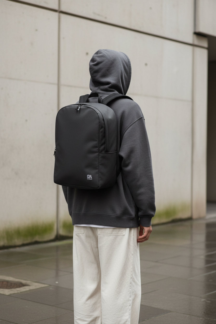 White Craftklart minimalist urban backpack by Printify, water-resistant bag with all-over print, designed for everyday carry.