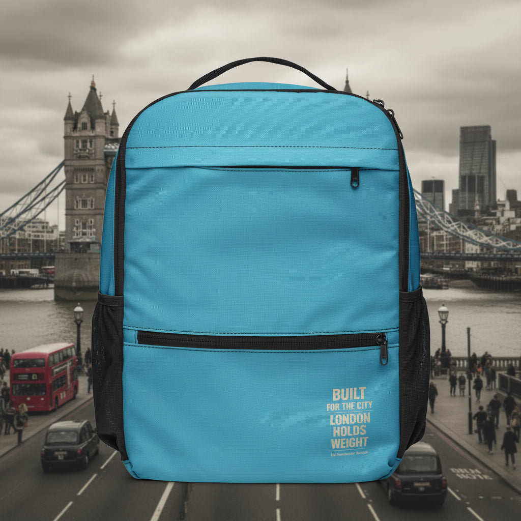 Urban Utility Backpack by Urban Fashion & Streetwear with all-over black print, featuring multiple compartments and adjustable straps.