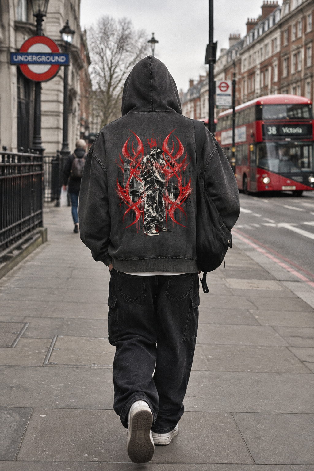 ODMPOD KLART 380GSM Snow-Wash Zip Hoodie showing front view with hood and zipper, soft fabric, and stylish design.