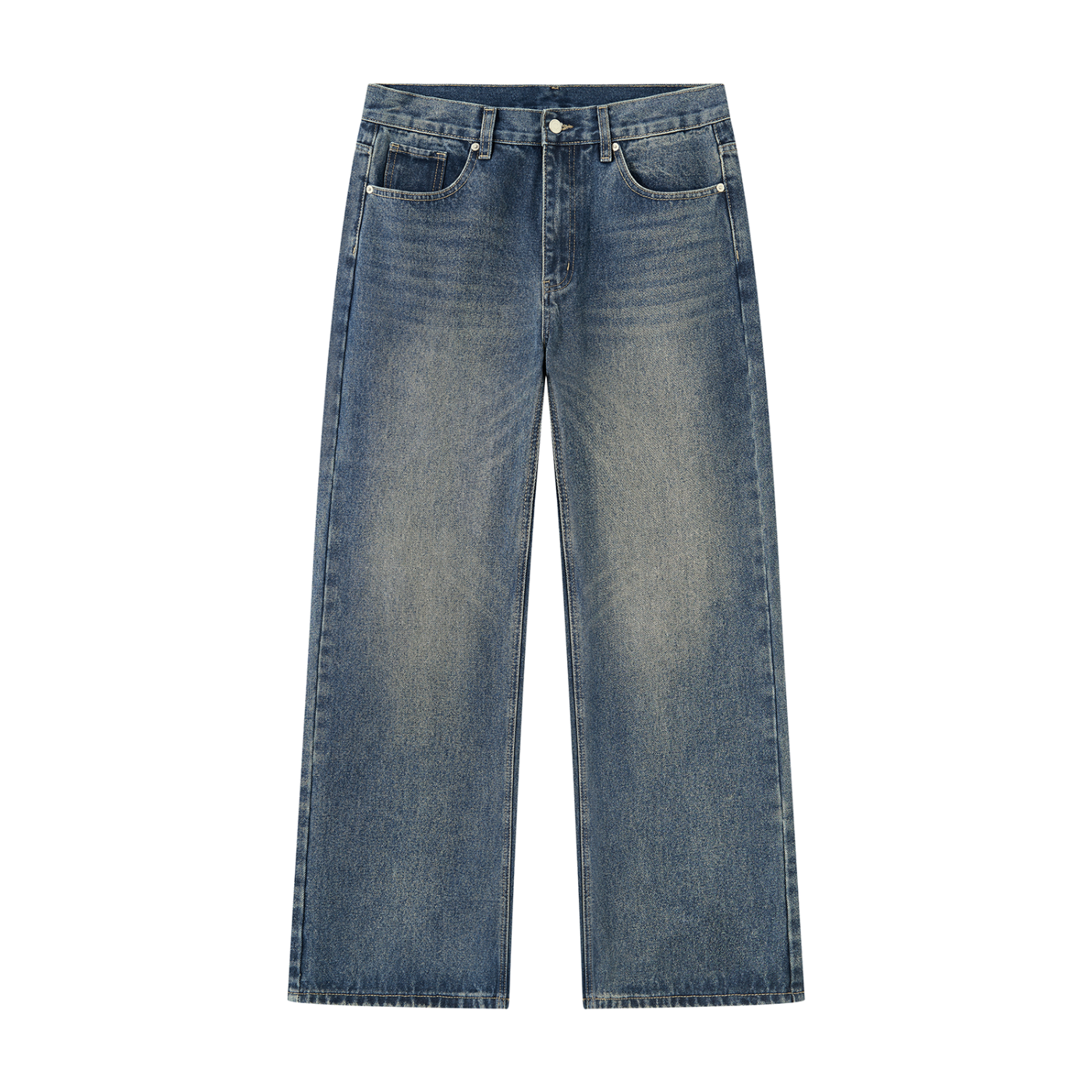 Men's Vintage Wash Straight Leg Denim Jeans